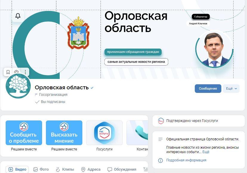 1,2 млн. человек являются подписчиками госпабликов в Орловской области